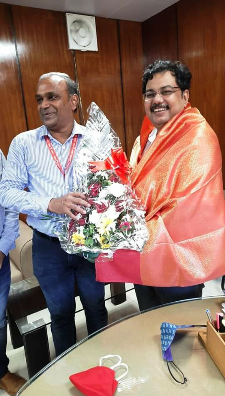 GS/NRMU(CR/KR) VENU P. NAIR WELCOMED SHRI SOURABH PRASAD ON HIS APPOINTMENT TO C. RLY CME POST ON 01/10/2021
