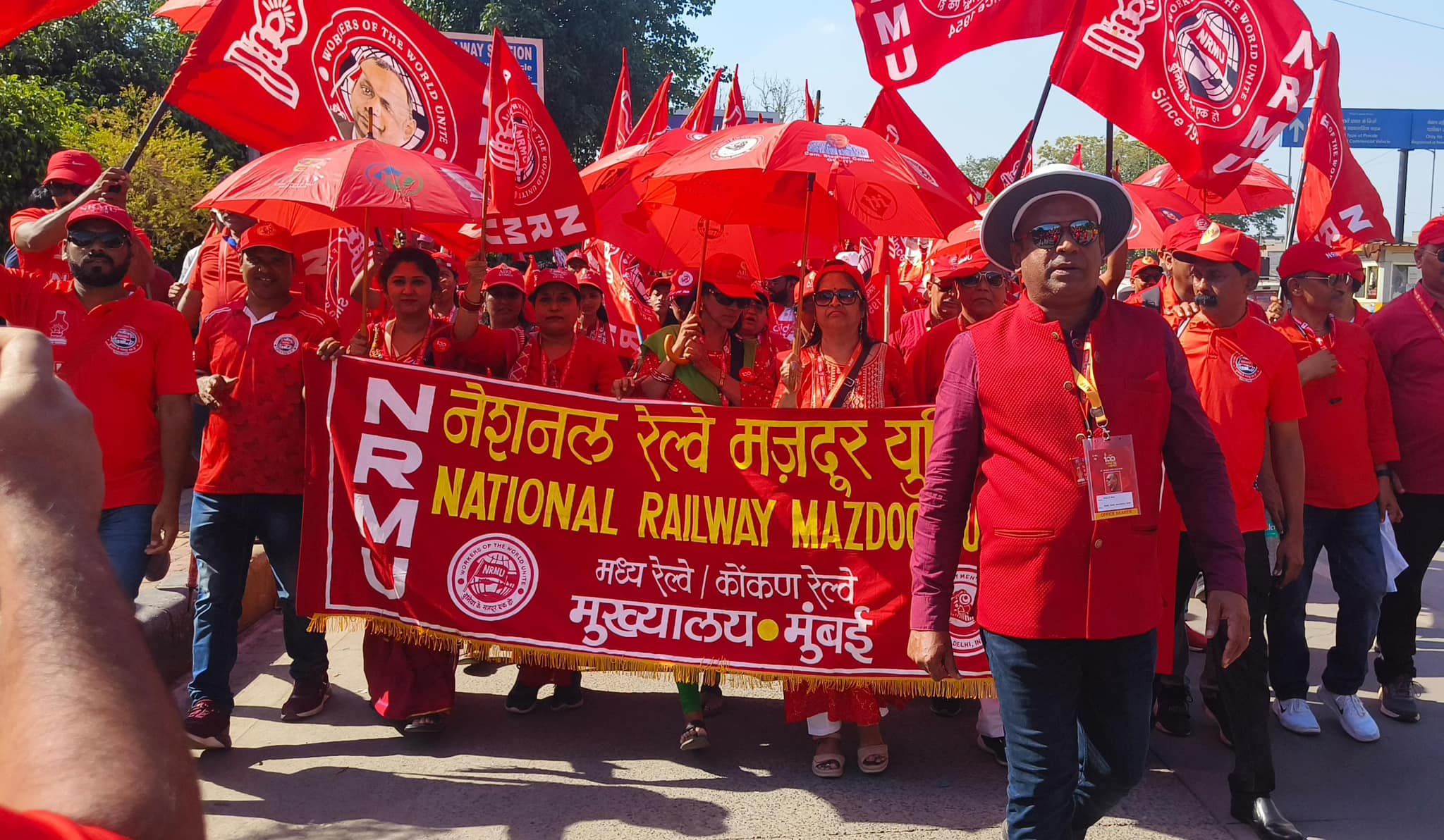 HISTORICAL RALLY BY NRMU(CR/KR) UNDER THE LEADESRHIP OF GS COM. VENU P NAIR ON THE OCASSION OF AIRF CENTENARY CELEBRATION AT DELHI ON 24.04.2024