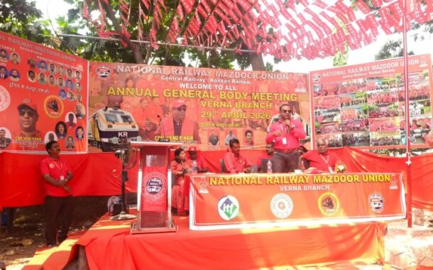 AGM OF NRMU(KR) VERNA BRANCH WAS HELD ON 29.04.2026 IN FRONT UNION OFFICE AT 12.30 HRS. IN THE AUGUST PRESENCE OF GS COM. VENU P. NAIR
