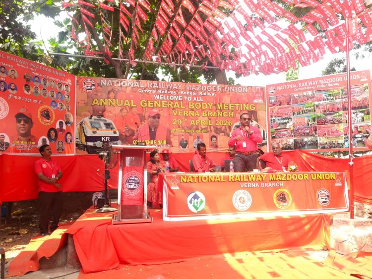 AGM OF NRMU(KR) VERNA BRANCH WAS HELD ON 29.04.2026 IN FRONT UNION OFFICE AT 12.30 HRS. IN THE AUGUST PRESENCE OF GS COM. VENU P. NAIR